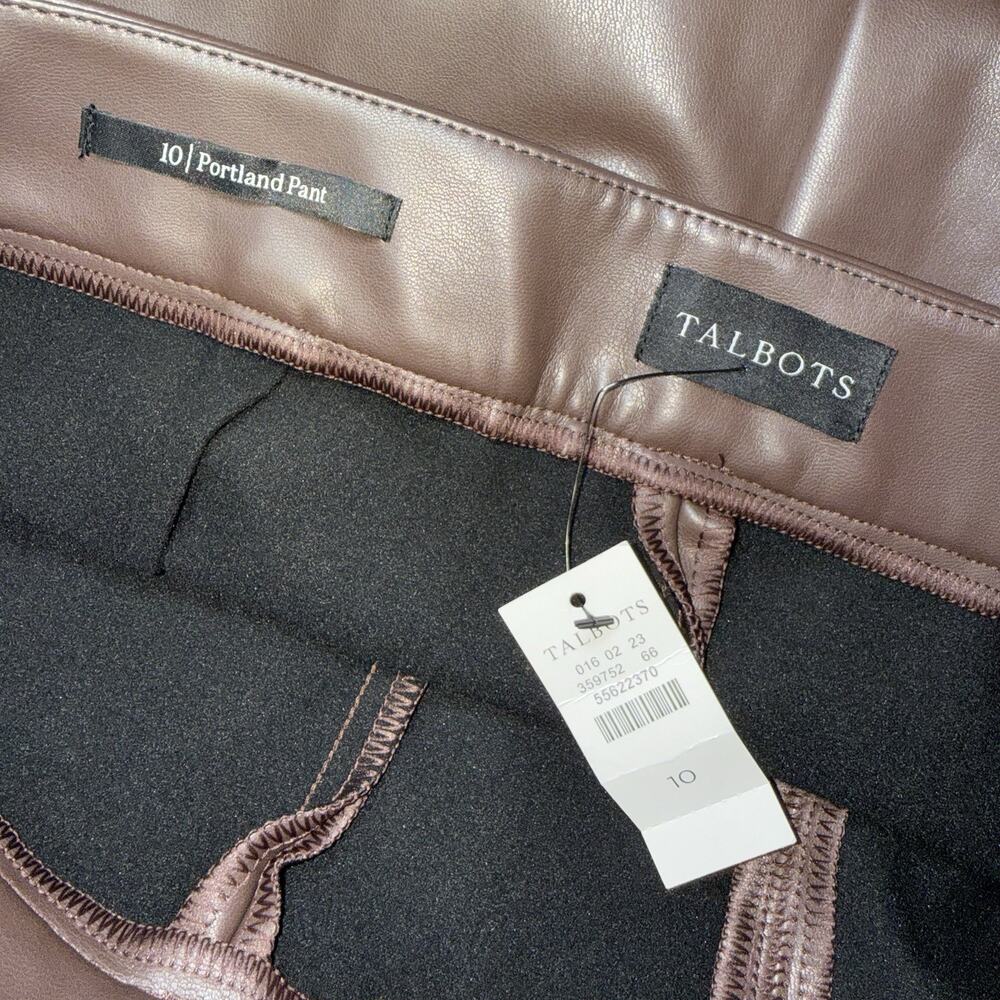 Talbots Women’s Portland Faux Leather Leggings Brown Size 10 NWT - Picture 6 of 7